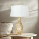 Coastal Pearl Capiz Shell Table Lamp with Linen Shade-table lamp-Parc Decor