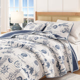 Coastal Printed Cotton Quilt Set - Calypso Collection
