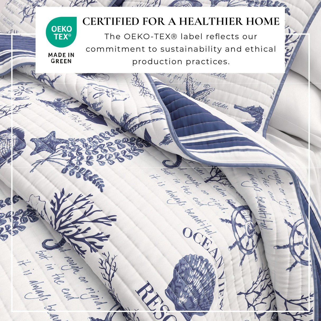 Coastal Printed Cotton Quilt Set - Calypso Collection-Quilts & Comforters-Parc Decor