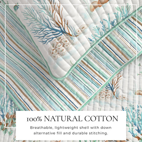 Coastal Printed Cotton Quilt Set - Santa Barbara Collection-Quilts & Comforters-Parc Decor