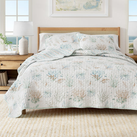 Coastal Printed Cotton Quilt Set - Santa Barbara Collection-Quilts & Comforters-Parc Decor