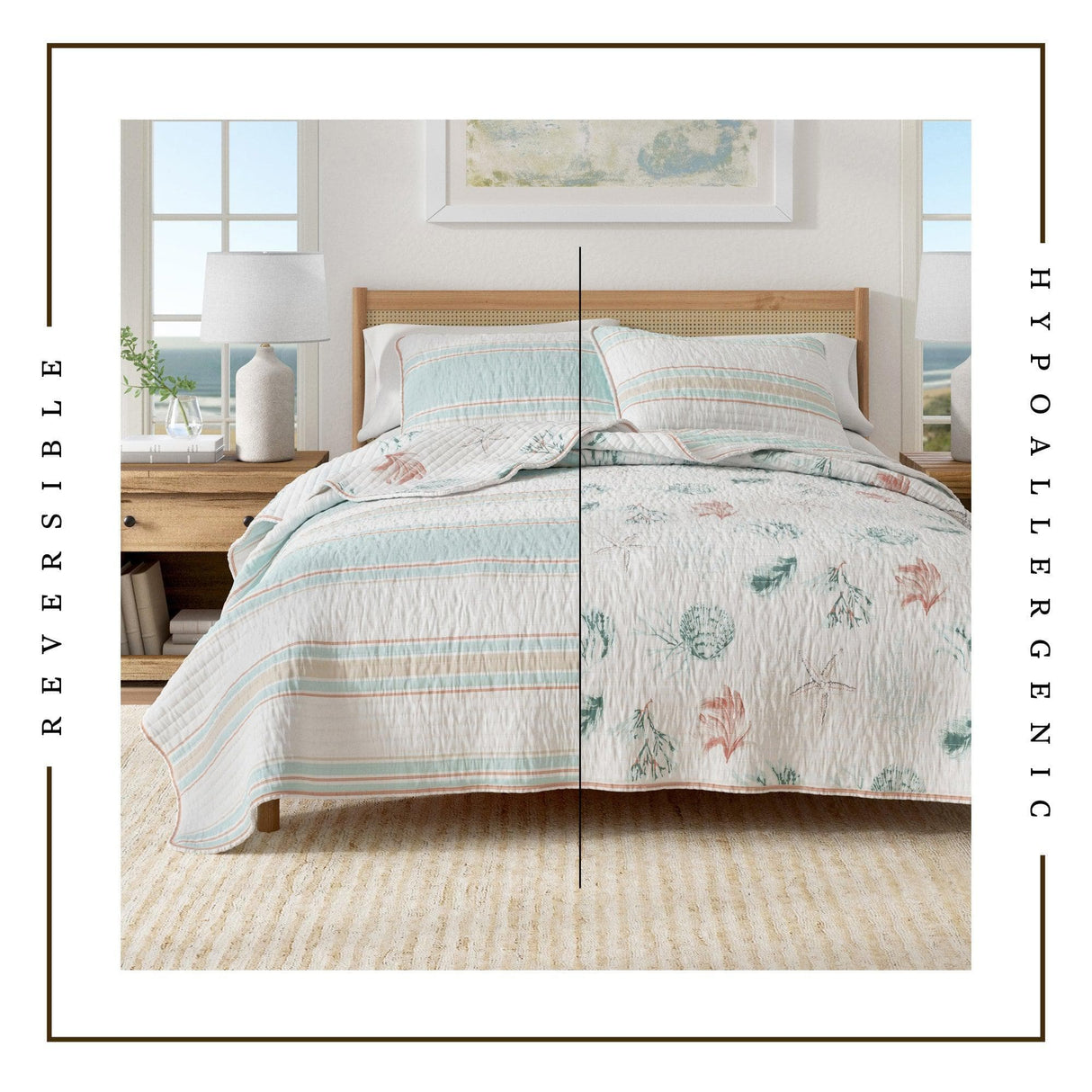Coastal Printed Cotton Quilt Set - St. Augustine Collection-Quilts & Comforters-Parc Decor