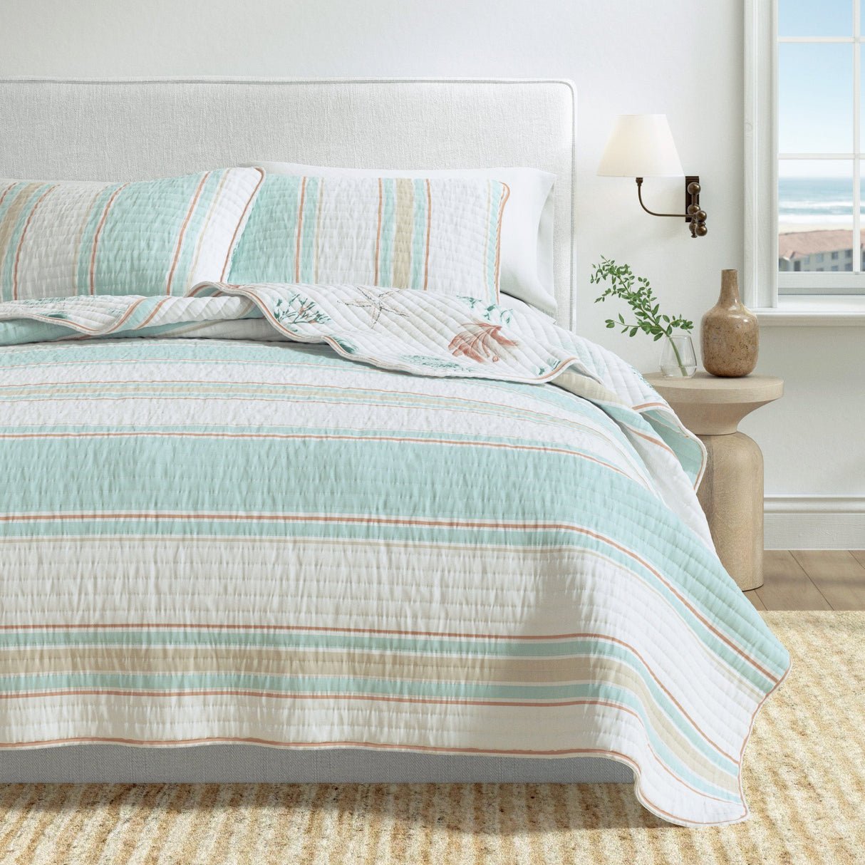Coastal Printed Cotton Quilt Set - St. Augustine Collection-Quilts & Comforters-Parc Decor