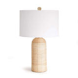 Coastal Woven Rattan Table Lamp with White Drum Shade-table lamp-Parc Decor