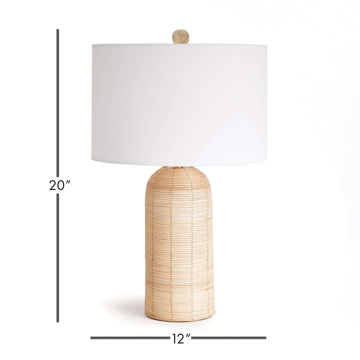 Coastal Woven Rattan Table Lamp with White Drum Shade-table lamp-Parc Decor