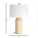 Coastal Woven Rattan Table Lamp with White Drum Shade-table lamp-Parc Decor