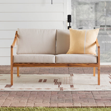 Cologne Modern Solid Wood Outdoor Loveseat-Outdoor-Parc Decor