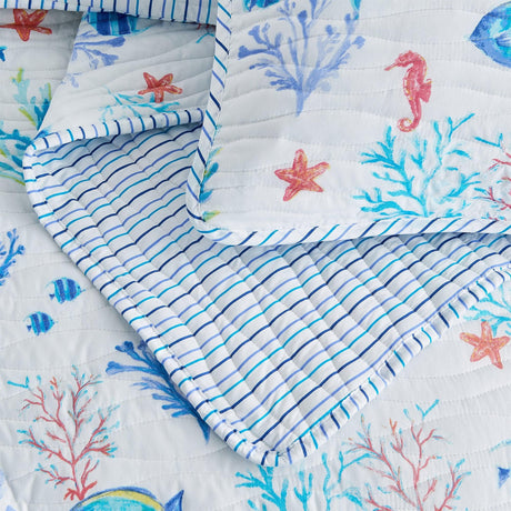 Colorful Coastal Seascape Quilt Set - Ryanne Collection-Quilts & Comforters-Parc Decor