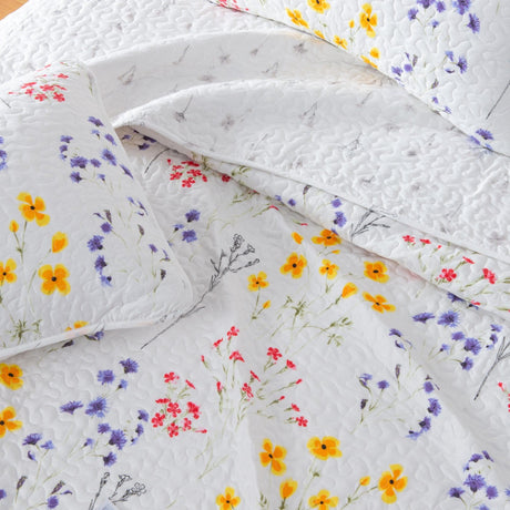 Colorful Floral 3 Piece Quilt Set - Marianne Collection-Quilts-Parc Decor