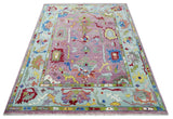 Colorful Hand knotted Traditional Oushak Pink And Ivory Custom Made wool Area Rug