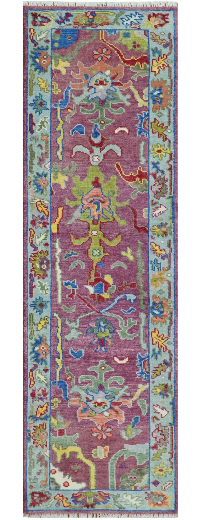 Colorful Hand knotted Traditional Oushak Pink And Ivory Custom Made wool Area Rug