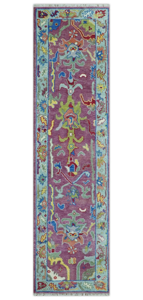 Colorful Hand knotted Traditional Oushak Pink And Ivory Custom Made wool Area Rug