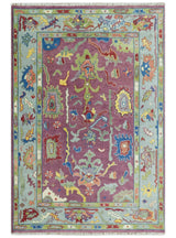 Colorful Hand knotted Traditional Oushak Pink And Ivory Custom Made wool Area Rug
