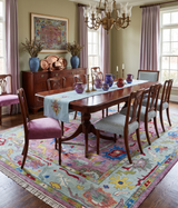 Colorful Hand knotted Traditional Oushak Pink And Ivory Custom Made wool Area Rug