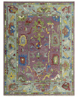 Colorful Hand knotted Traditional Oushak Pink And Ivory Custom Made wool Area Rug