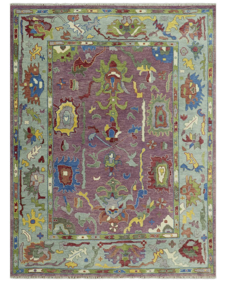 Colorful Hand knotted Traditional Oushak Pink And Ivory Custom Made wool Area Rug