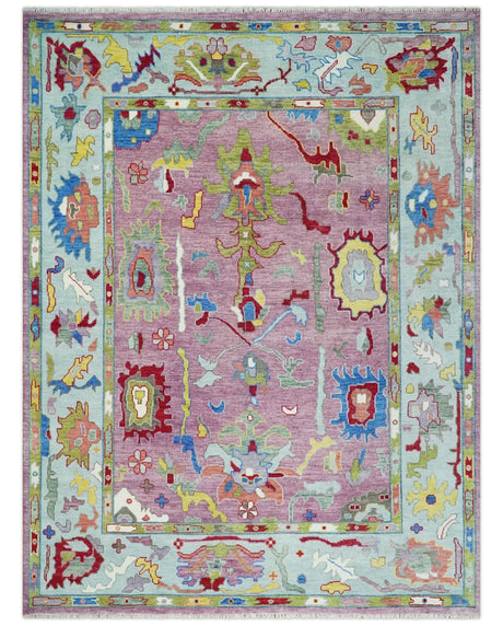 Colorful Hand knotted Traditional Oushak Pink And Ivory Custom Made wool Area Rug