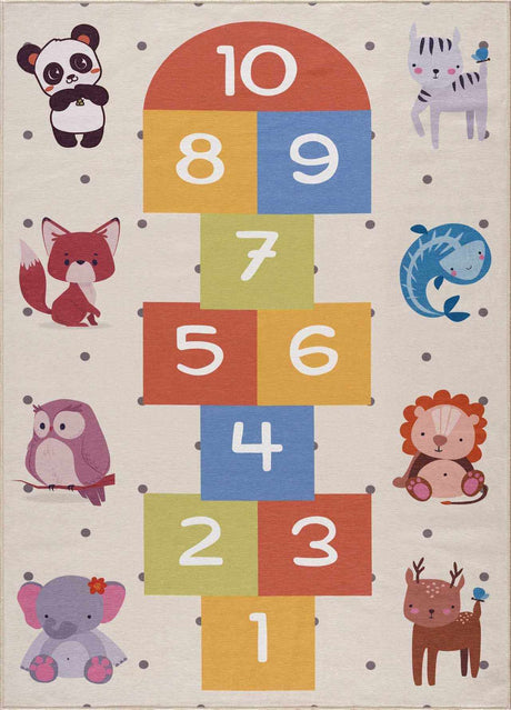 Colorful Hopscotch Washable Kids Rug-Rugs-Parc Decor
