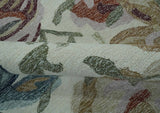 Colorful Ivory, Olive and Brown 8x10 Floral Design Hand Tufted wool Rug