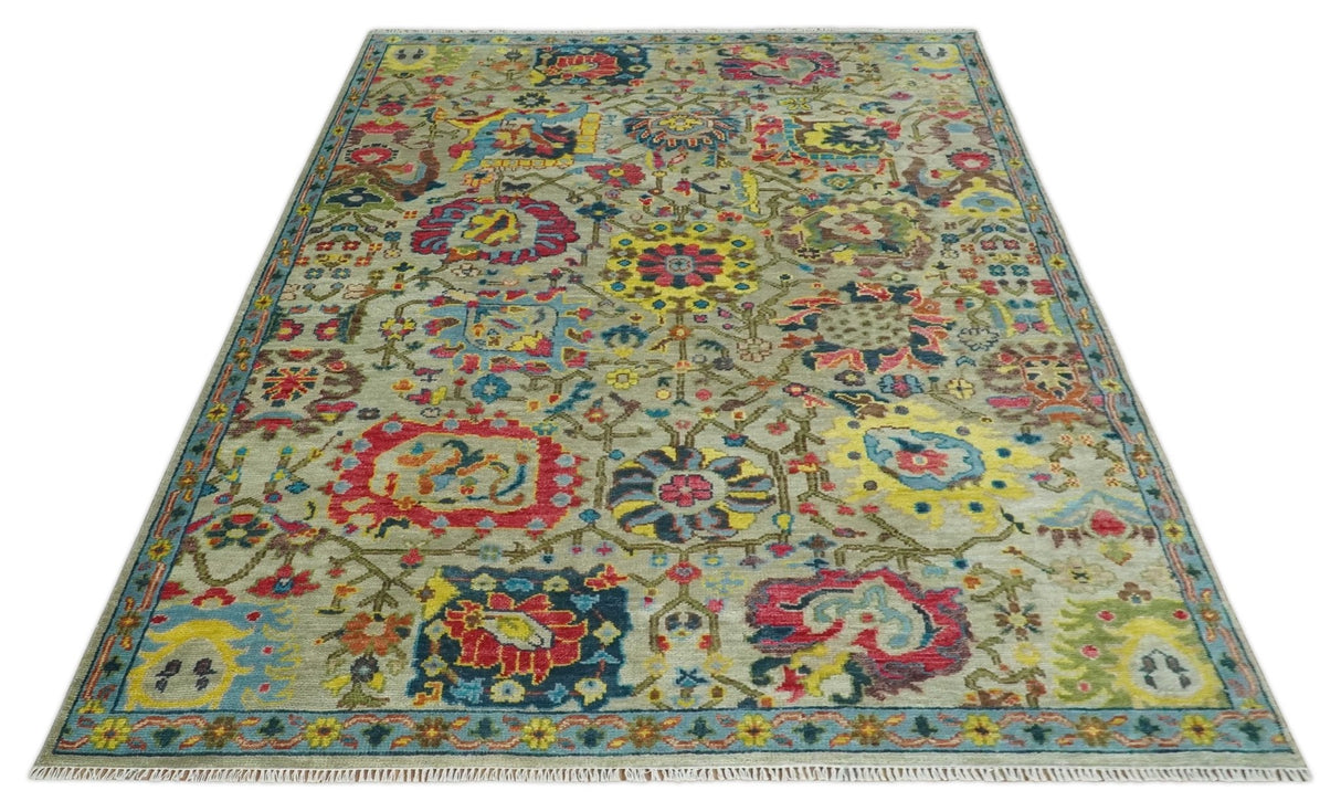 Colorful Oushak Traditional Hand knotted Custom Made wool Area Rug