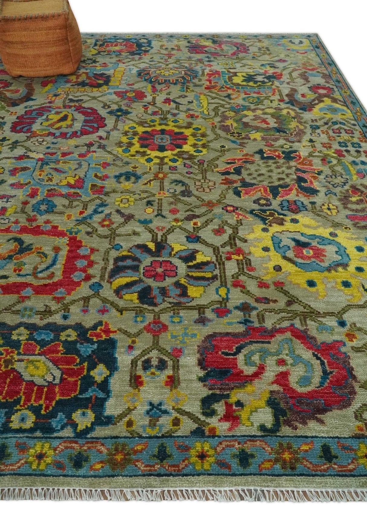 Colorful Oushak Traditional Hand knotted Custom Made wool Area Rug