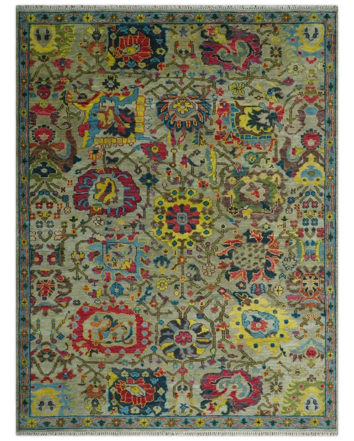 Colorful Oushak Traditional Hand knotted Custom Made wool Area Rug