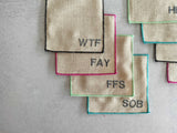 Colorful Sweary Cocktail Coasters, set of 8-Napkins-Parc Decor