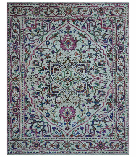 Colorful Traditional Serapi Design Ivory And Beige Hand Knotted 8x10 Wool Area Rug