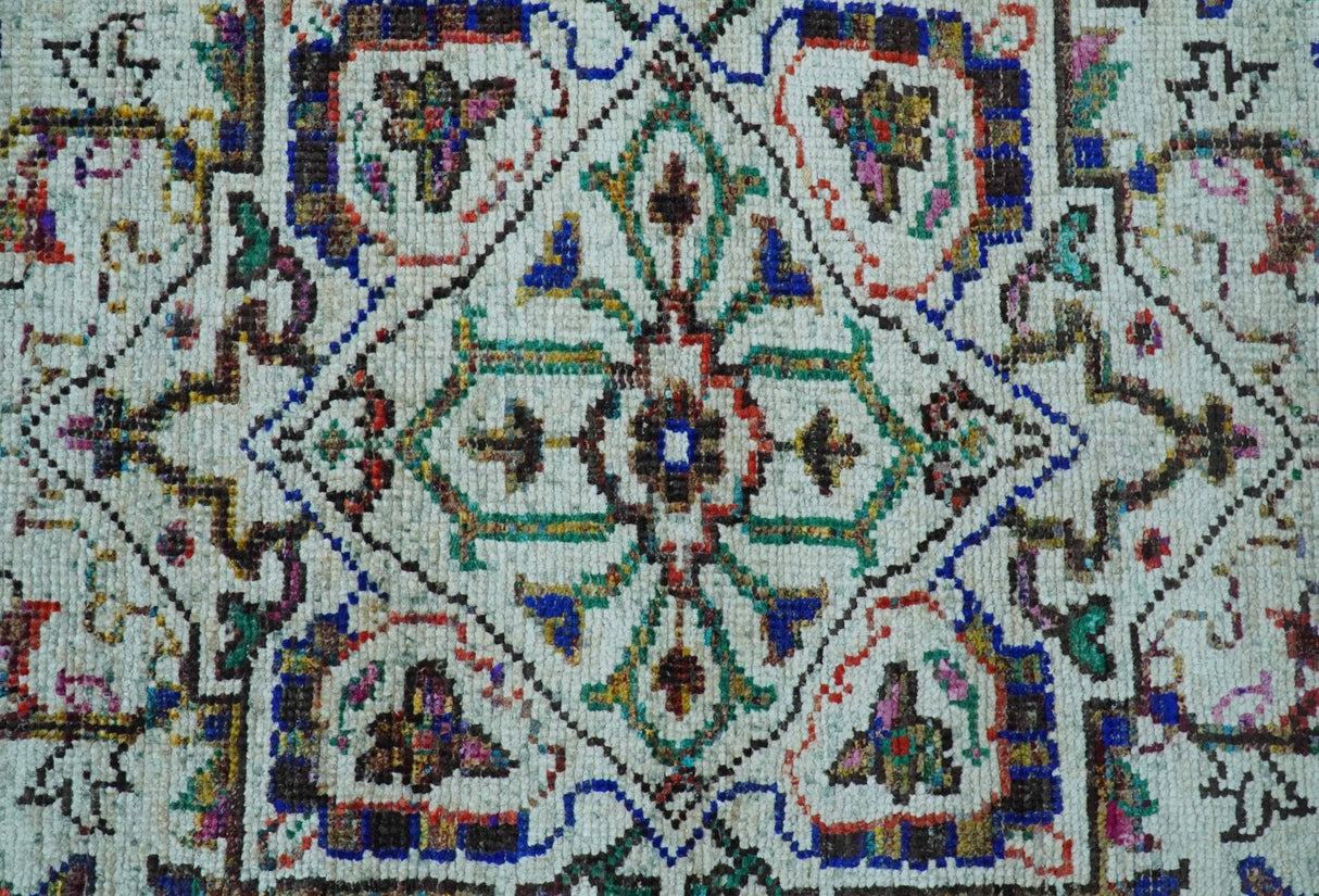 Colorful Traditional Serapi Design Ivory And Beige Hand Knotted 8x10 Wool Area Rug