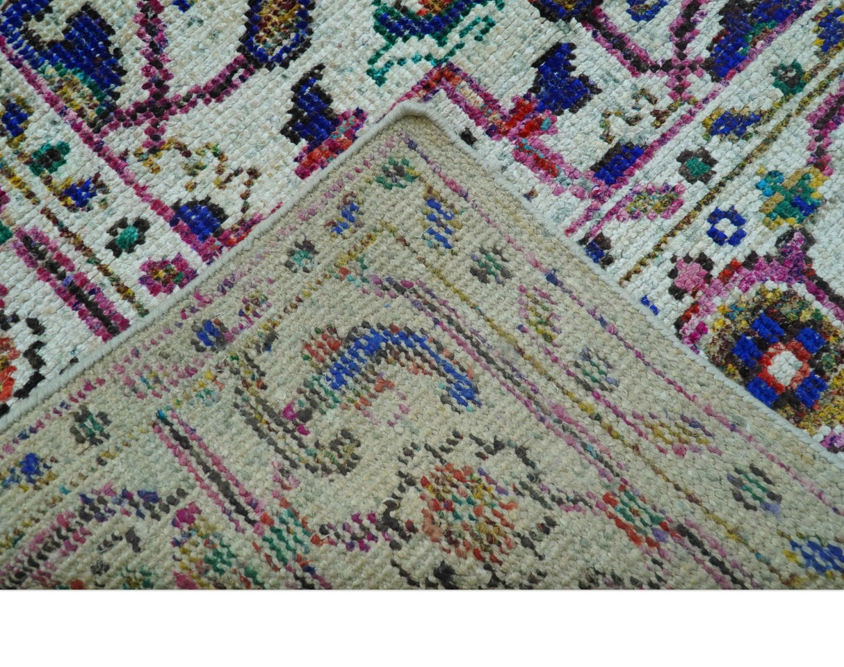 Colorful Traditional Serapi Design Ivory And Beige Hand Knotted 8x10 Wool Area Rug