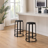 Colton 26" 2-Piece Metal and Wood Round Kitchen Bar Stool-Dining / Kitchen-Parc Decor
