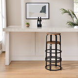 Colton 26" 2-Piece Metal and Wood Round Kitchen Bar Stool-Dining / Kitchen-Parc Decor