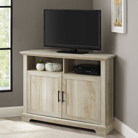 Columbus 44" Grooved Door Corner TV Stand-Entertainment-Parc Decor