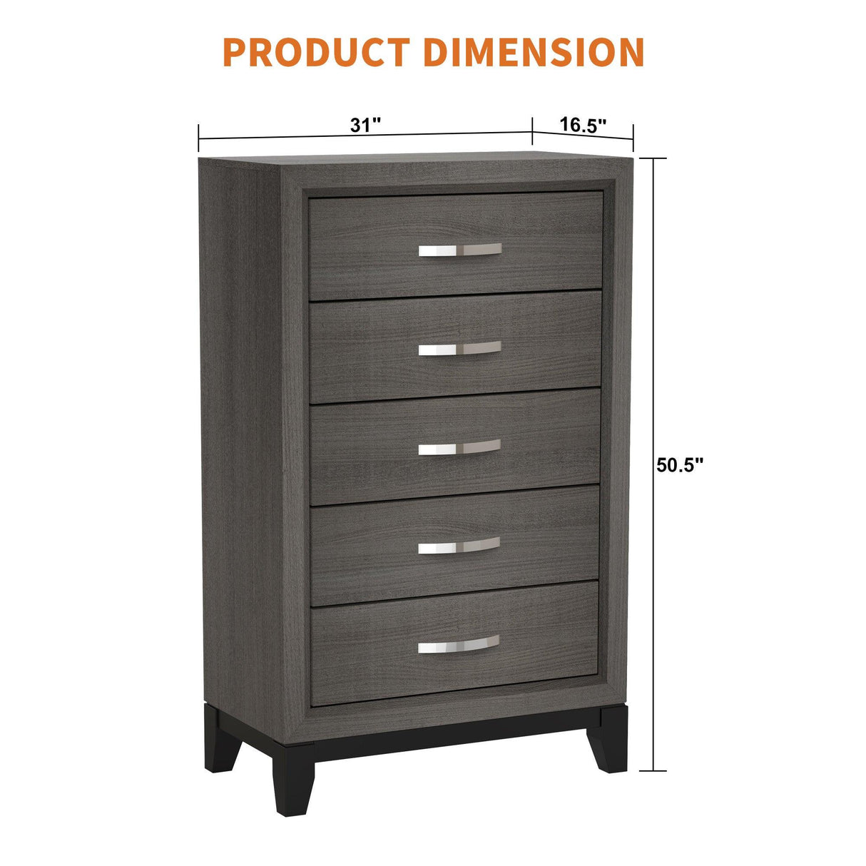 Contemporary 31" Chest with 5-Drawer for Bedroom, Livingroom-斗柜-Parc Decor