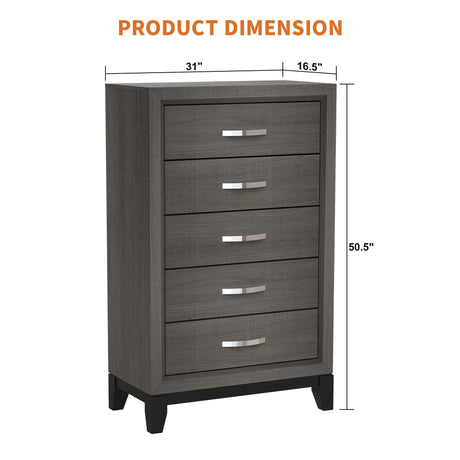 Contemporary 31" Chest with 5-Drawer for Bedroom, Livingroom-斗柜-Parc Decor