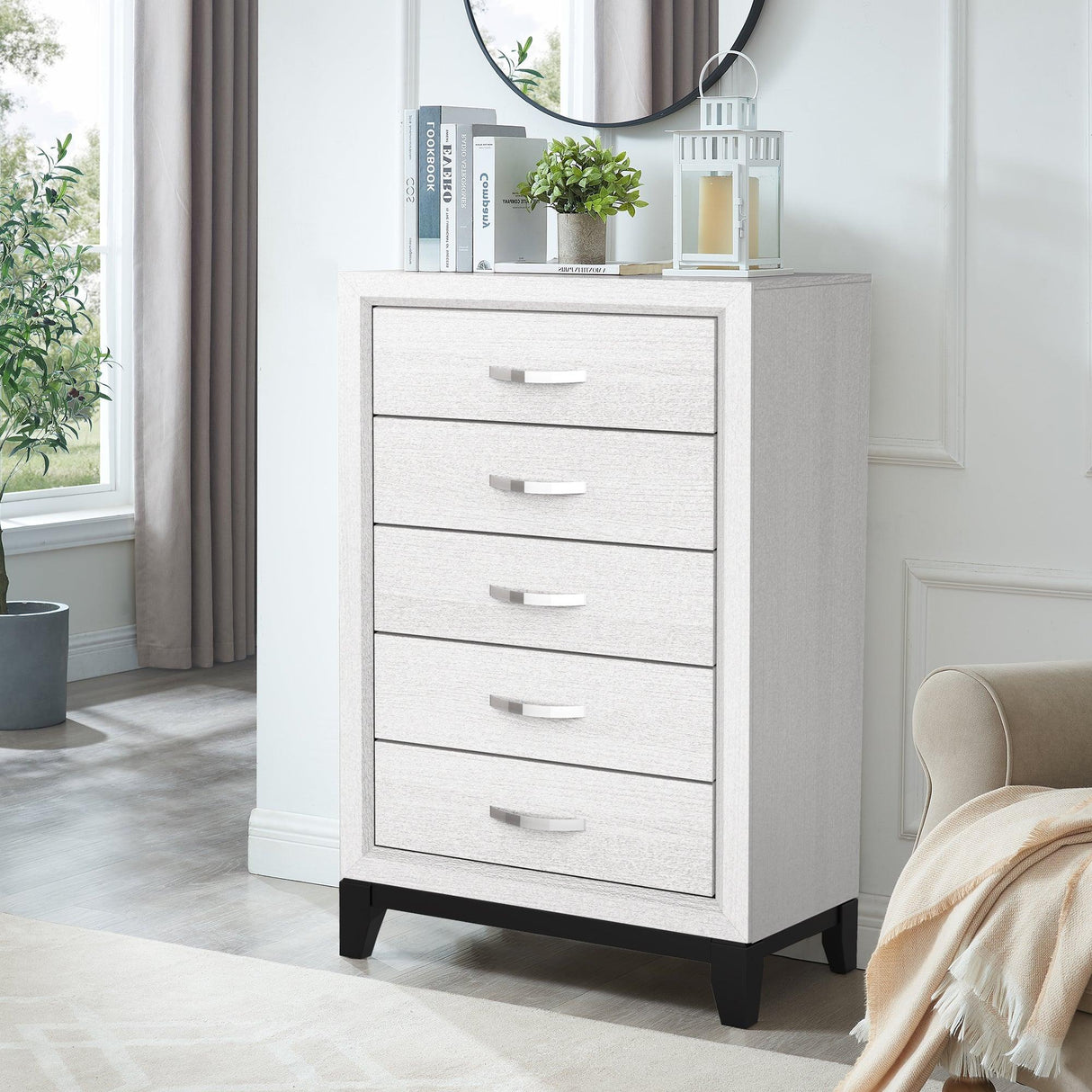 Contemporary 31" Chest with 5-Drawer for Bedroom, Livingroom-斗柜-Parc Decor