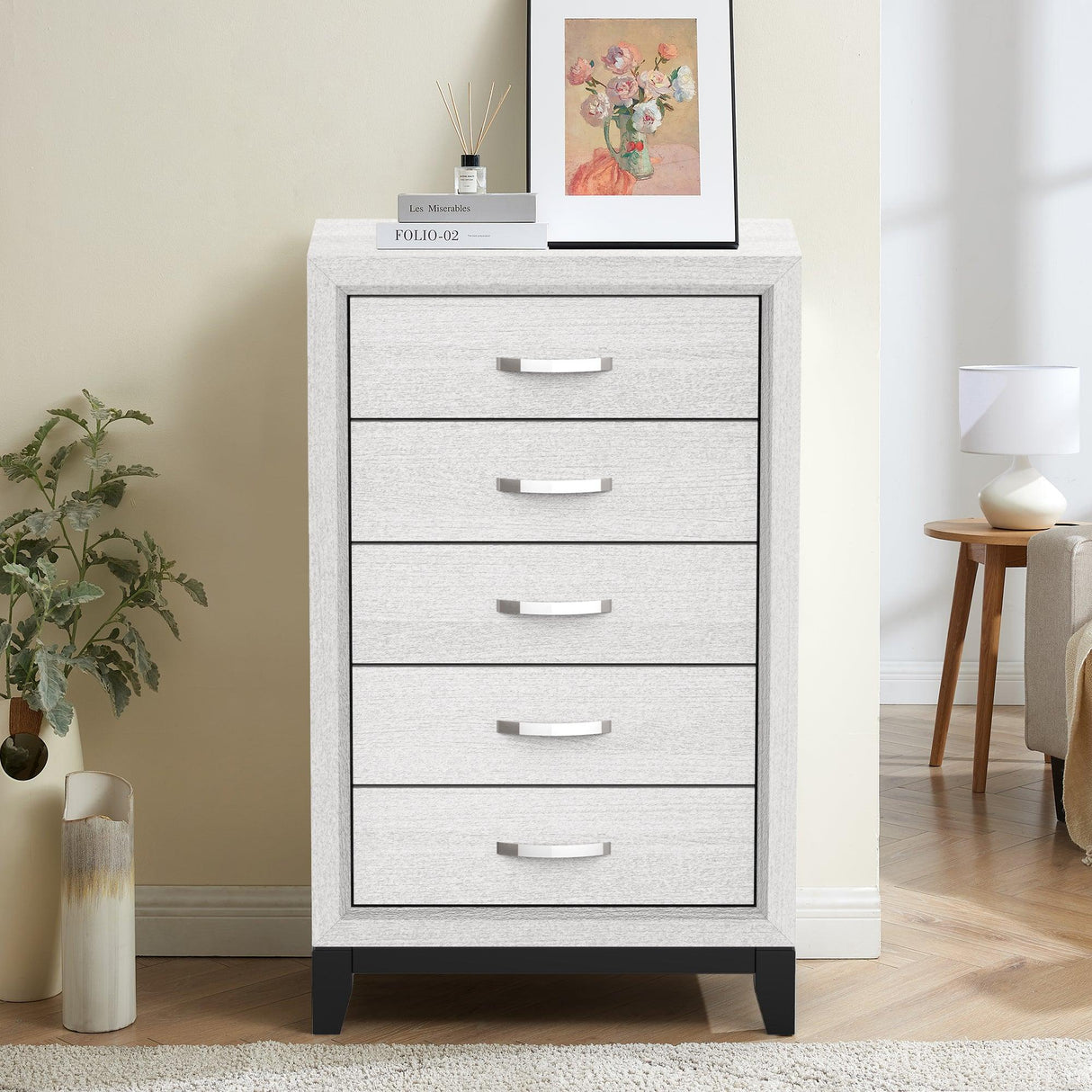 Contemporary 31" Chest with 5-Drawer for Bedroom, Livingroom-斗柜-Parc Decor