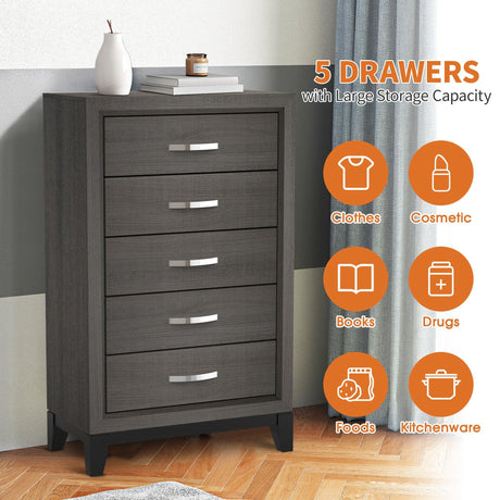 Contemporary 31" Chest with 5-Drawer for Bedroom, Livingroom-斗柜-Parc Decor