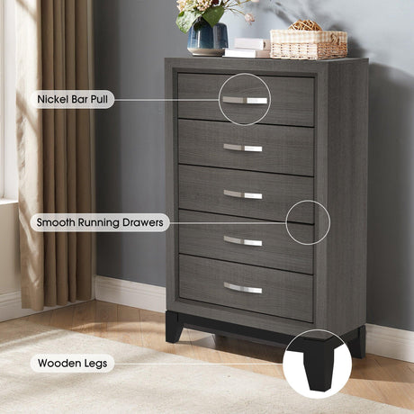 Contemporary 31" Chest with 5-Drawer for Bedroom, Livingroom-斗柜-Parc Decor