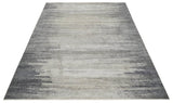 Contemporary Abstract 9x12 Hand Knotted Silver and Charcoal Wool and Bamboo Silk Area Rug