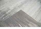 Contemporary Abstract 9x12 Hand Knotted Silver and Charcoal Wool and Bamboo Silk Area Rug
