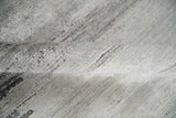 Contemporary Abstract 9x12 Hand Knotted Silver and Charcoal Wool and Bamboo Silk Area Rug
