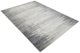 Contemporary Abstract 9x12 Hand Knotted Silver and Charcoal Wool and Bamboo Silk Area Rug