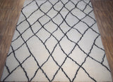 Contemporary Black And White Hand Woven Wool Area Rug