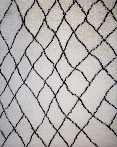 Contemporary Black And White Hand Woven Wool Area Rug