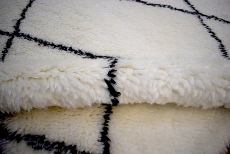 Contemporary Black And White Hand Woven Wool Area Rug