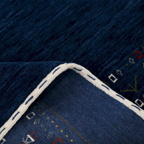 Contemporary Blue Design Hand Loomed Wool Area Rug