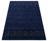 Contemporary Blue Design Hand Loomed Wool Area Rug
