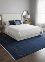 Contemporary Blue Design Hand Loomed Wool Area Rug