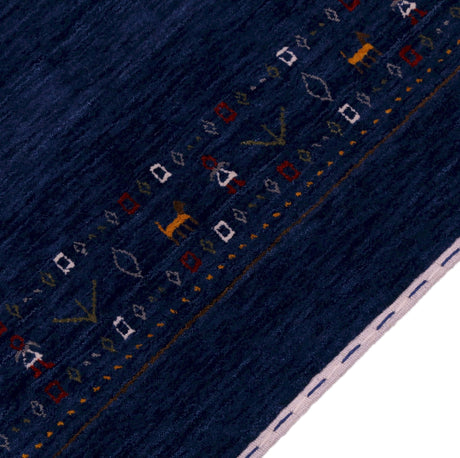 Contemporary Blue Design Hand Loomed Wool Area Rug